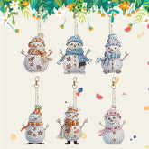 6pcs DIY Diamond Painting Keychains - Winter Snowman