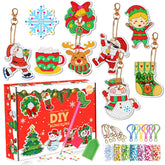 9pcs DIY Christmas Blind Box Acrylic Diamond Painting Keychain Gifts Boxes