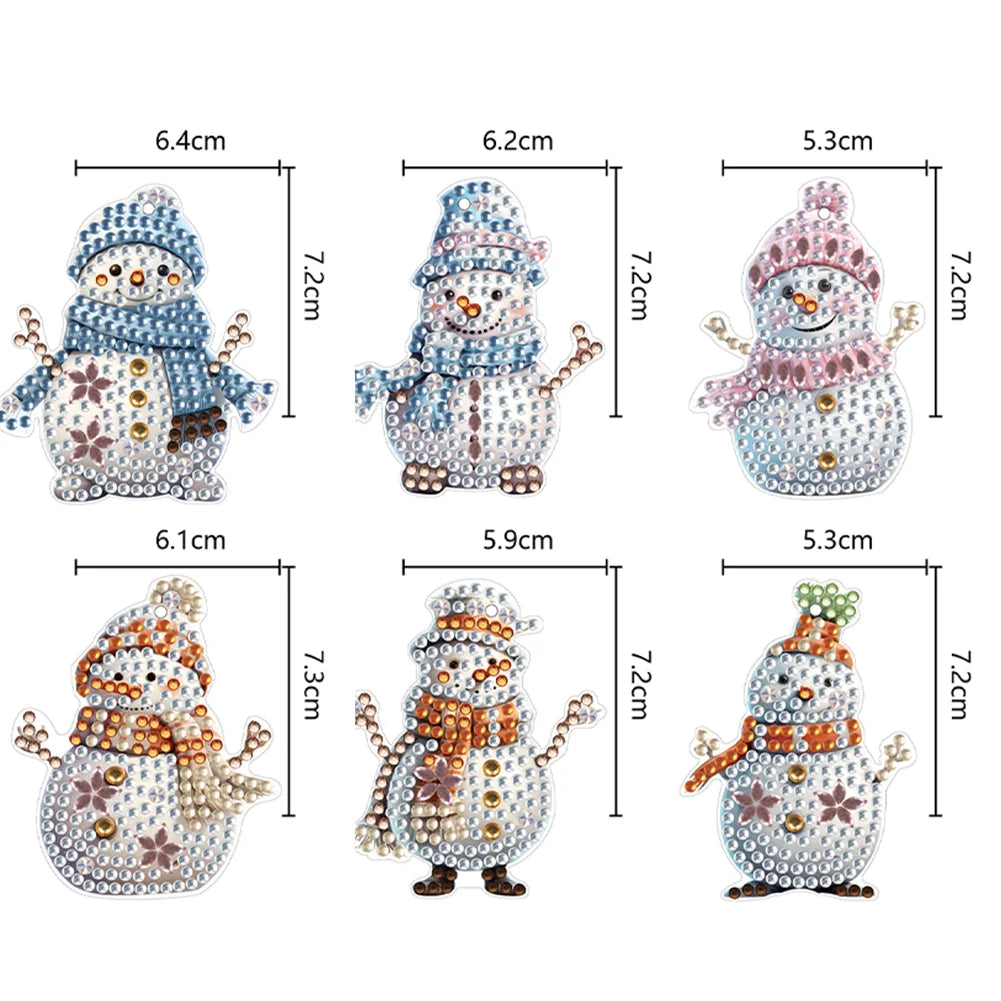 6pcs DIY Diamond Painting Keychains - Winter Snowman