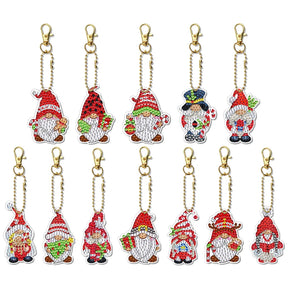 12pcs DIY Diamond Painting Keychains - Red Gnome