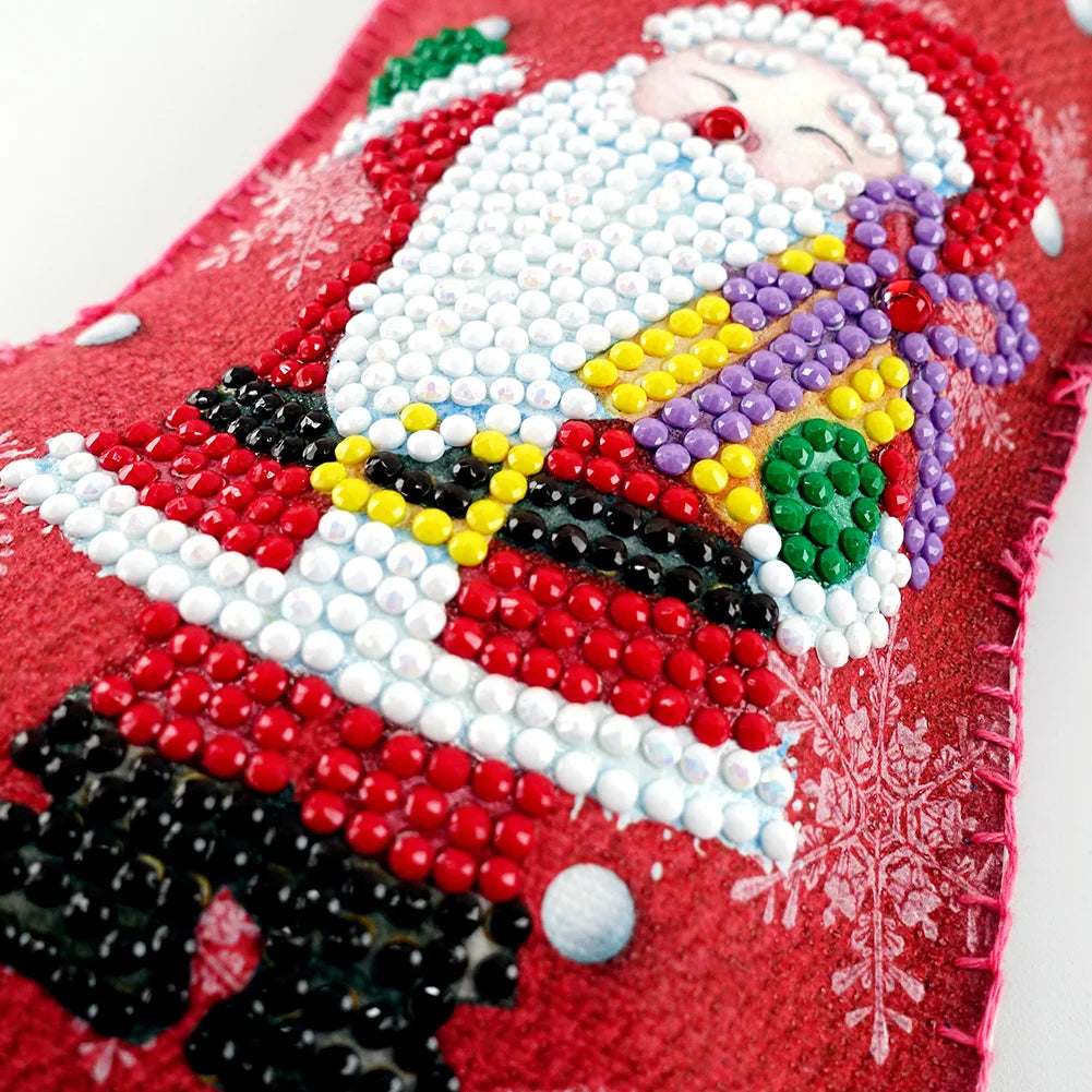 Christmas Stockings DIY Diamond Painting Mosaic Crafts Apple Candy Gift Bag