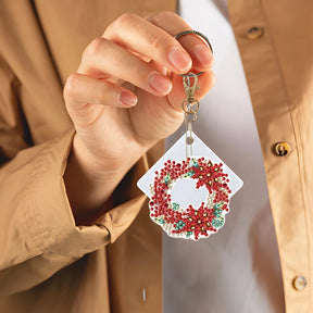 6pcs DIY Diamond Painting Keychains - Christmas Wreath