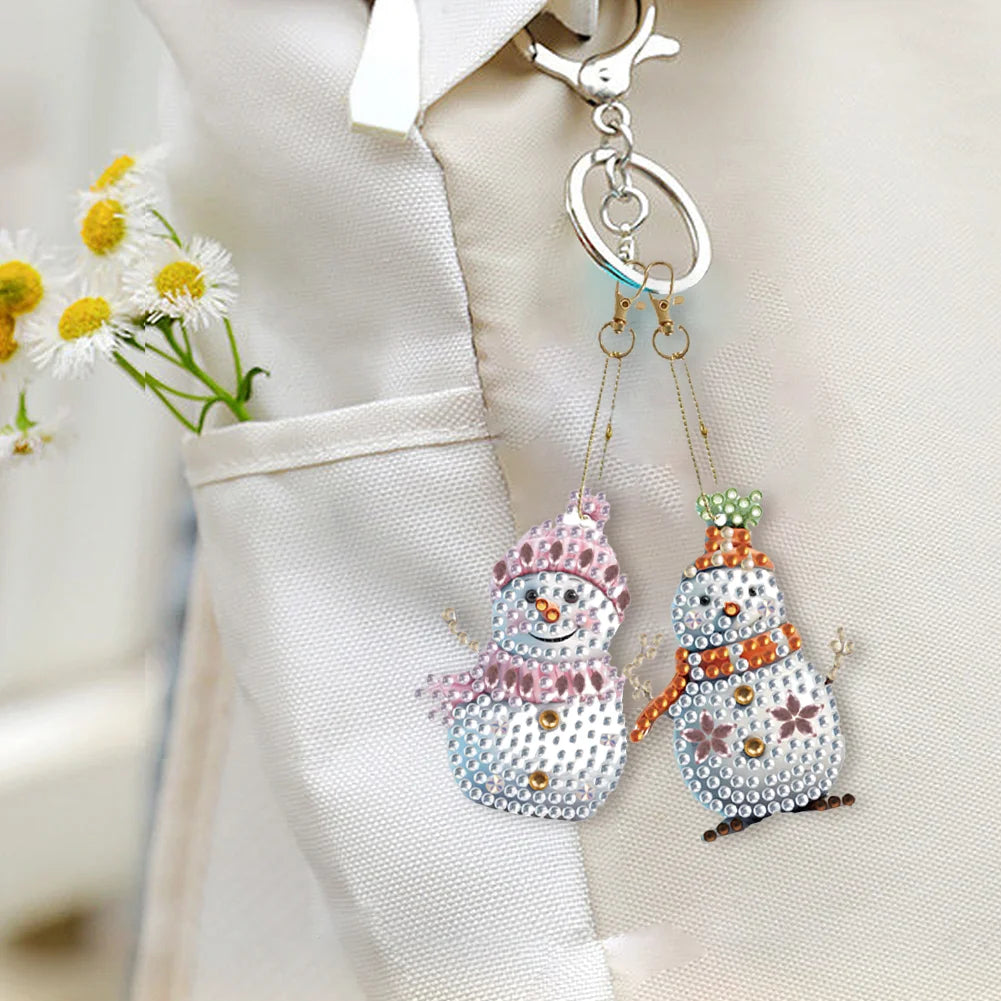 6pcs DIY Diamond Painting Keychains - Winter Snowman