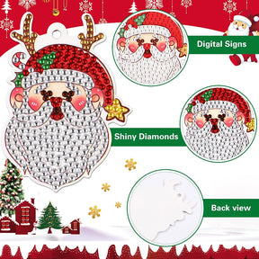 10pcs 5D DIY Santa Claus Diamond Painting Hanging Ornament