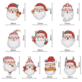 10pcs 5D DIY Santa Claus Diamond Painting Hanging Ornament