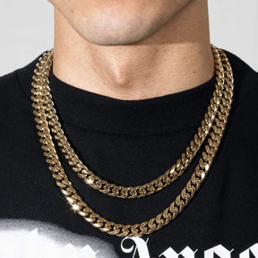 10mm Cuban Iced Clasp Chain - Gold