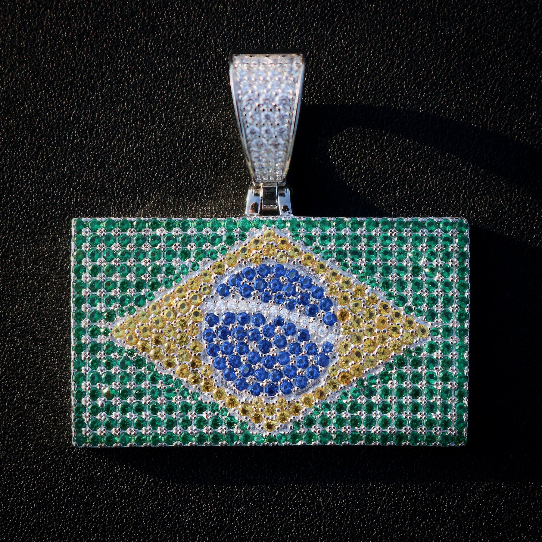 Brazil Flag Pendant - Real 925 Silver