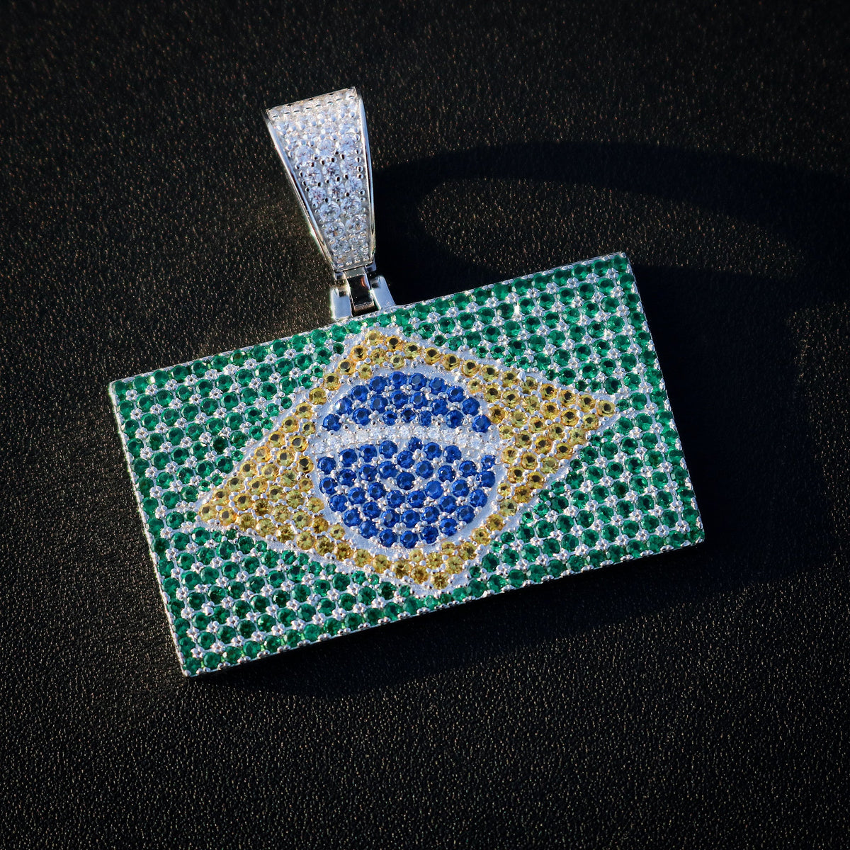 Brazil Flag Pendant - Real 925 Silver