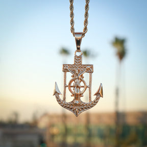 Jesus Anchor Pendant - Gold