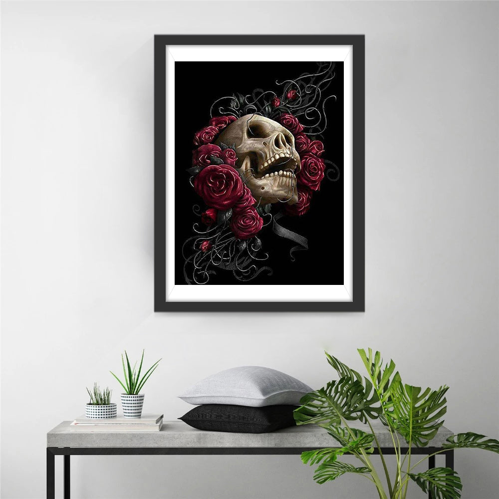 Totenkopf Rosen Diamond Painting